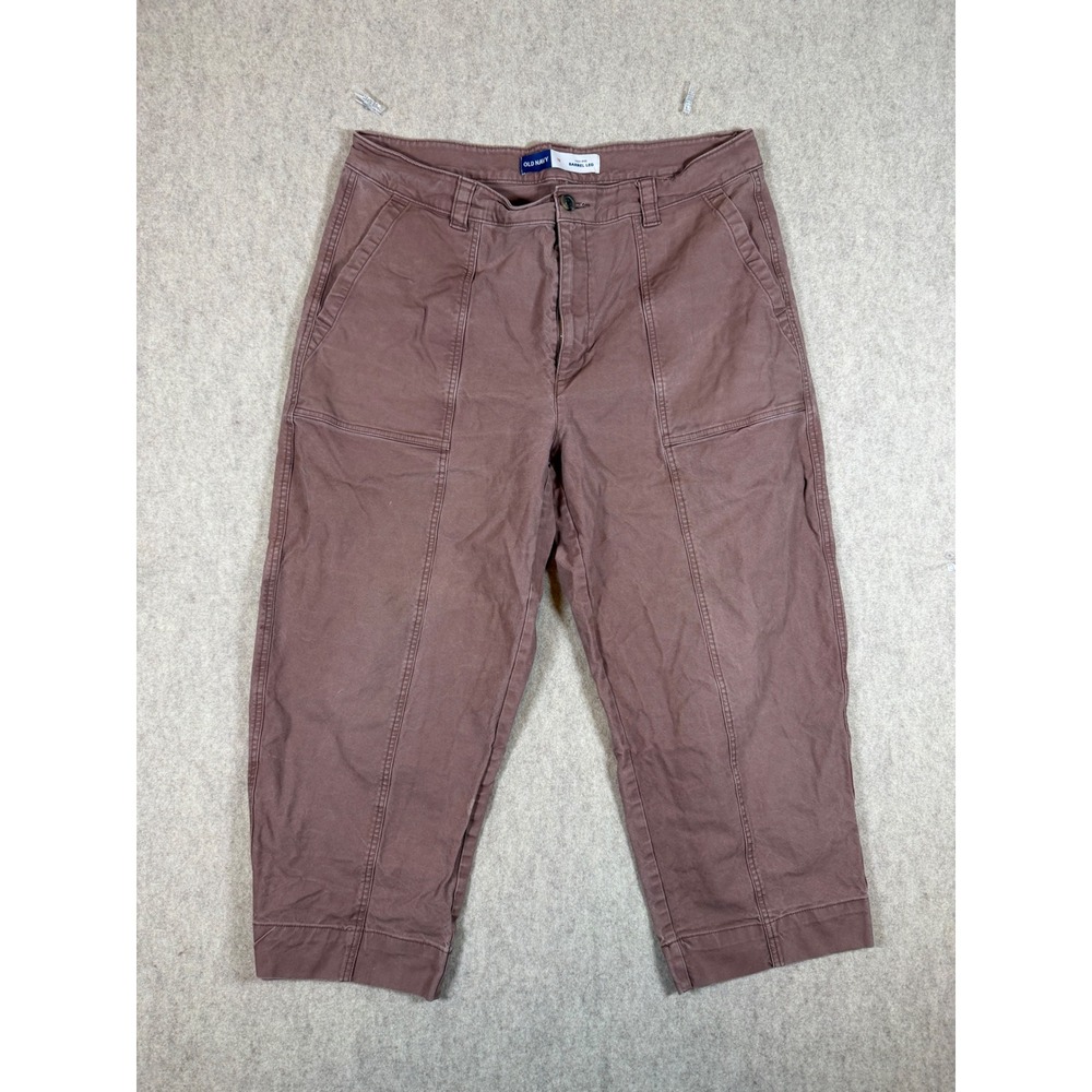 P81. Old Navy Womens High-Rise Barrel Leg Pants Mauve Brown Size 16